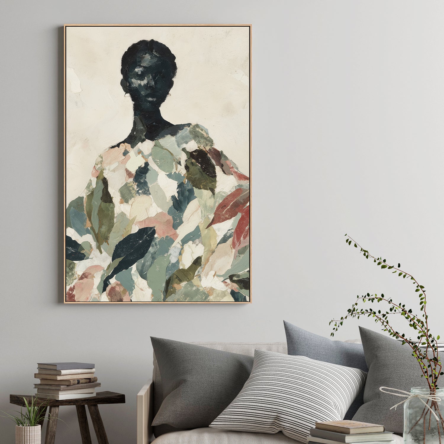 Black Woman Portrait with Leaf Patterns