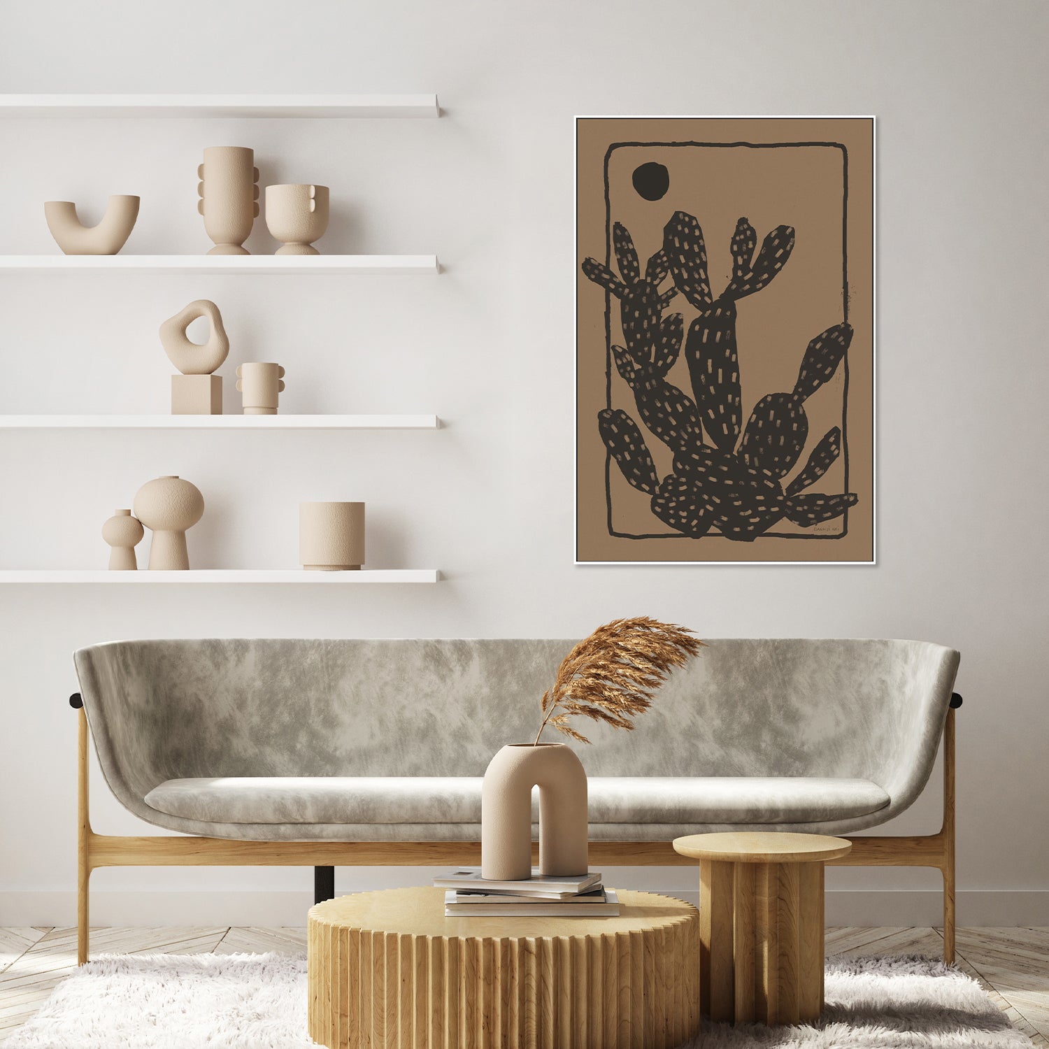 Woodcut Cactus, Style A, Natural