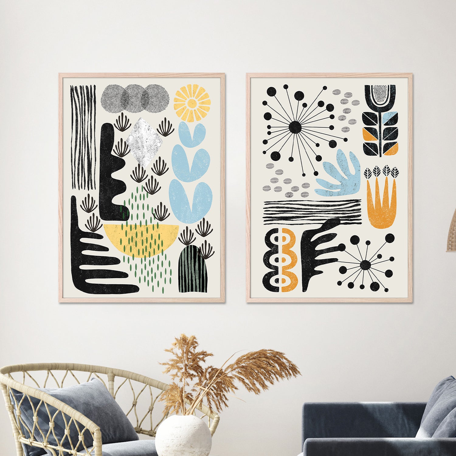 Abstract Style A, Style B, Set Of 2
