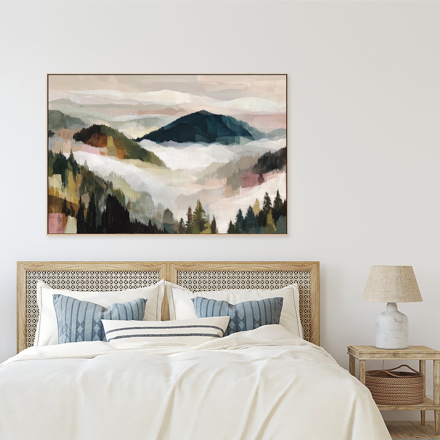 Layered Mountain Valley with Pine Trees