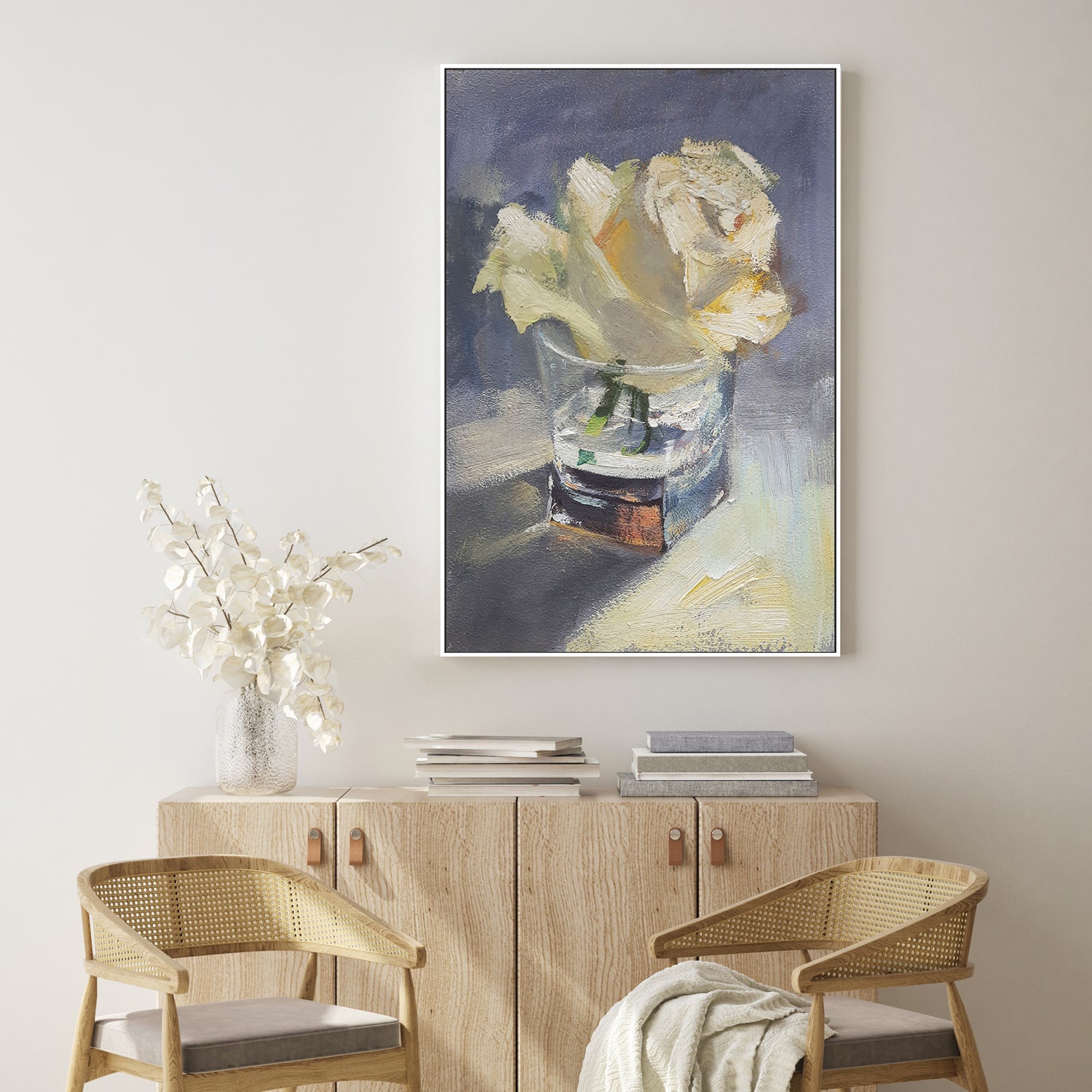 Glass Rose , Hand-Painted Canvas