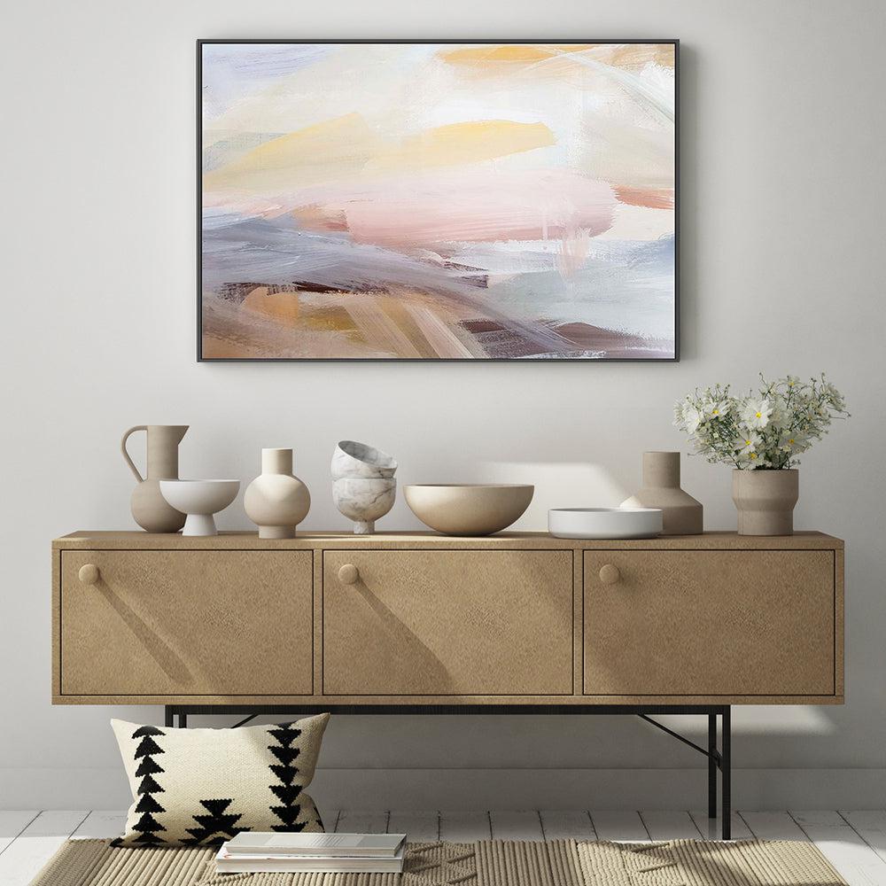 Pink And Yellow Brush Strokes, Abstract Art, Hand-Painted Canvas