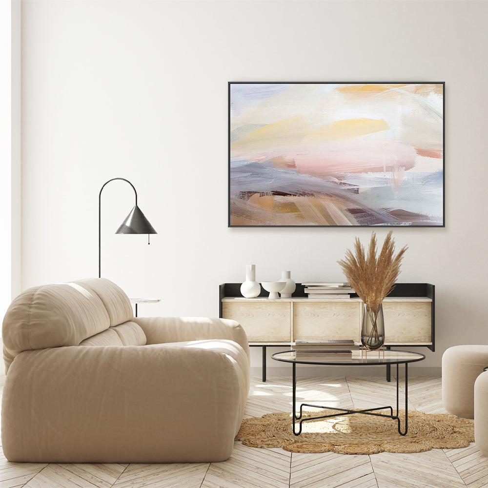 Pink And Yellow Brush Strokes, Abstract Art, Hand-Painted Canvas