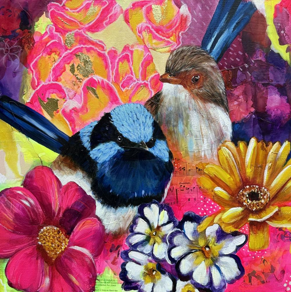 Love in Bloom , Original Artwork-by-Emily Birdsey Fine Art-original art-Gioia