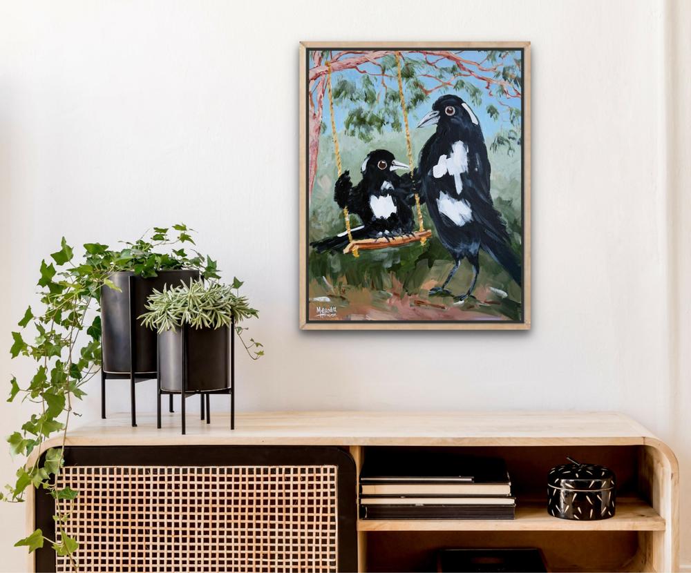 Magpie Swing-by-Meredith Howse-original art-Gioia