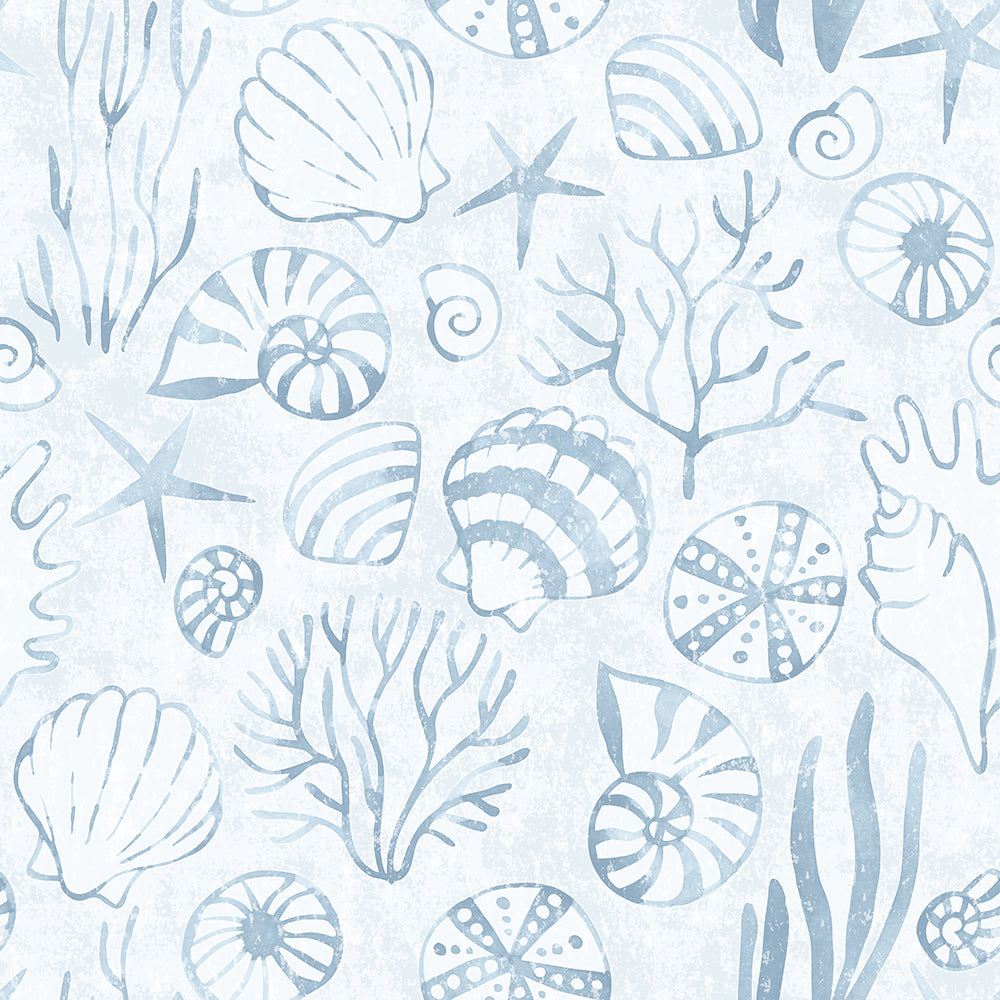 Marine Life On Nautical Blue-wallpaper-eco-friendly-easy-removal-Gioia Wall Art-1