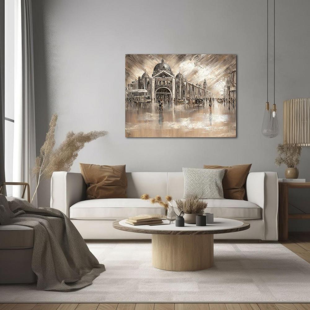 Melbourne Vibes, Flinders Station, Original Hand-Painted Canvas By Isabella Karolewicz , By Isabella Karolewicz-by-Isabella Karolewicz-original art-Gioia