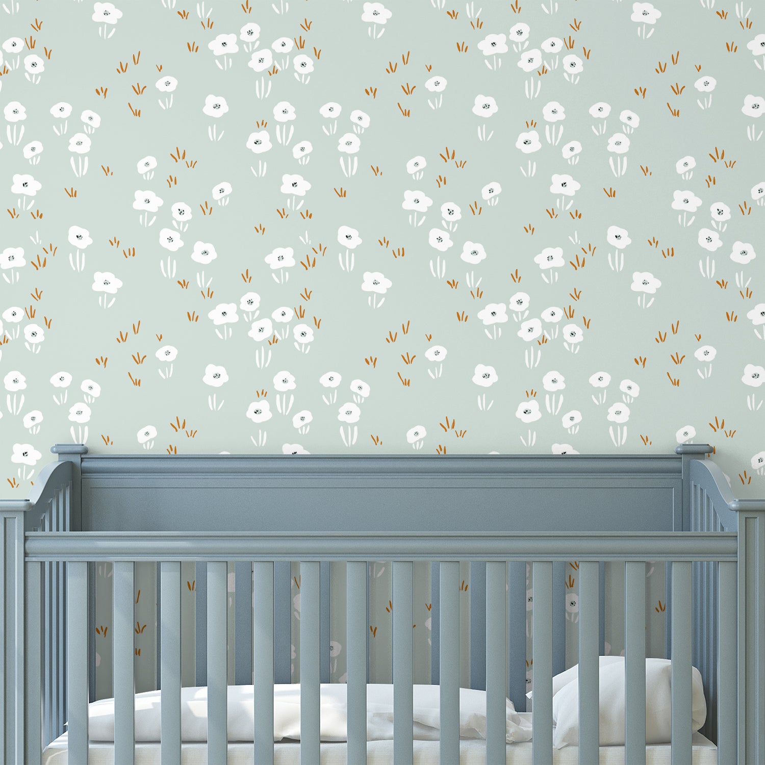 Minimalistic Wildflower Meadow Mint Pattern