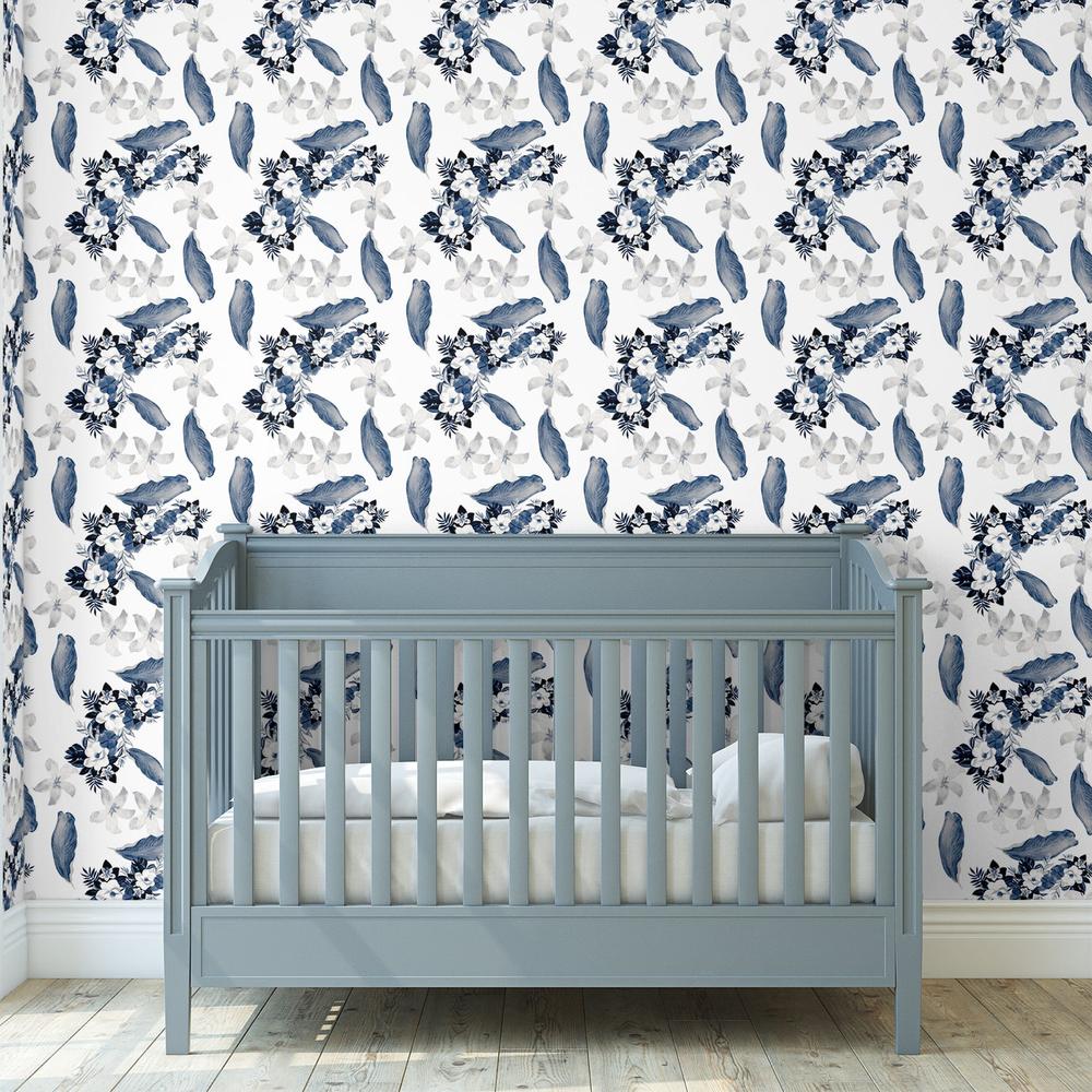Nautical Blue Flowers-wallpaper-eco-friendly-easy-removal-Gioia Wall Art-5