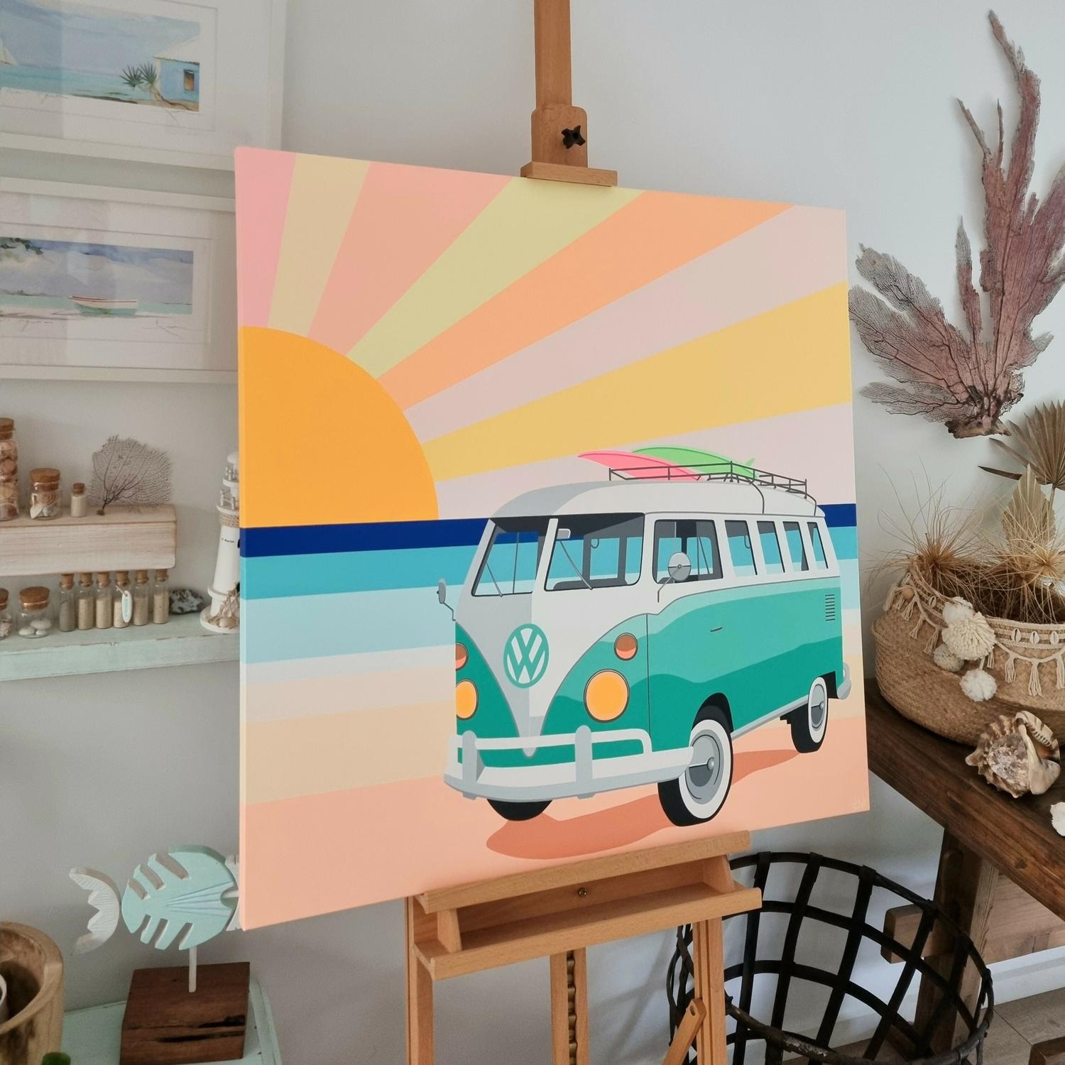 Summer Cruisin' #3, Original Hand-Painted Canvas By Michelle Jirsensky