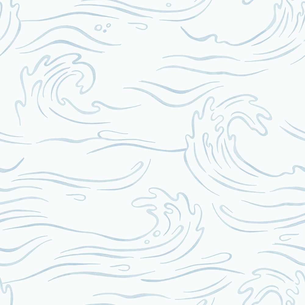 Ocean Waves, Blue Tide-wallpaper-eco-friendly-easy-removal-Gioia Wall Art-1