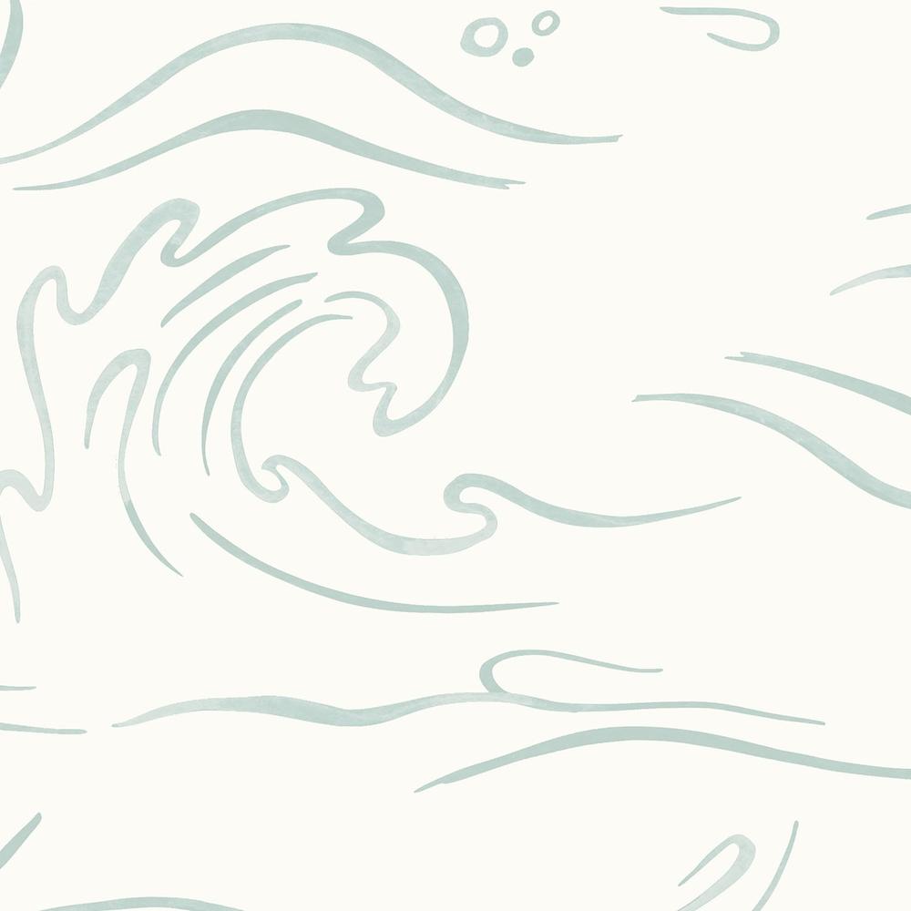 Ocean Waves, Seafoam Green-wallpaper-eco-friendly-easy-removal-Gioia Wall Art-3