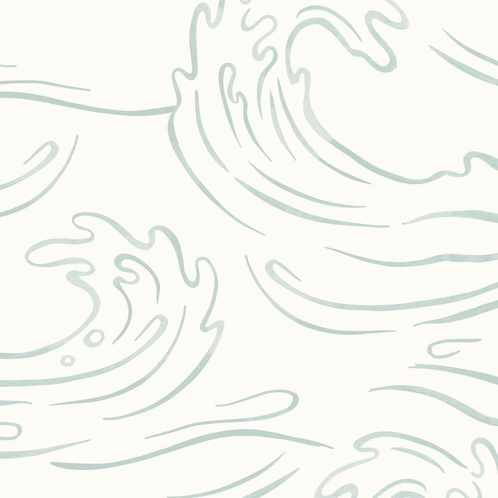 Ocean Waves, Seafoam Green-wallpaper-eco-friendly-easy-removal-Gioia Wall Art-4