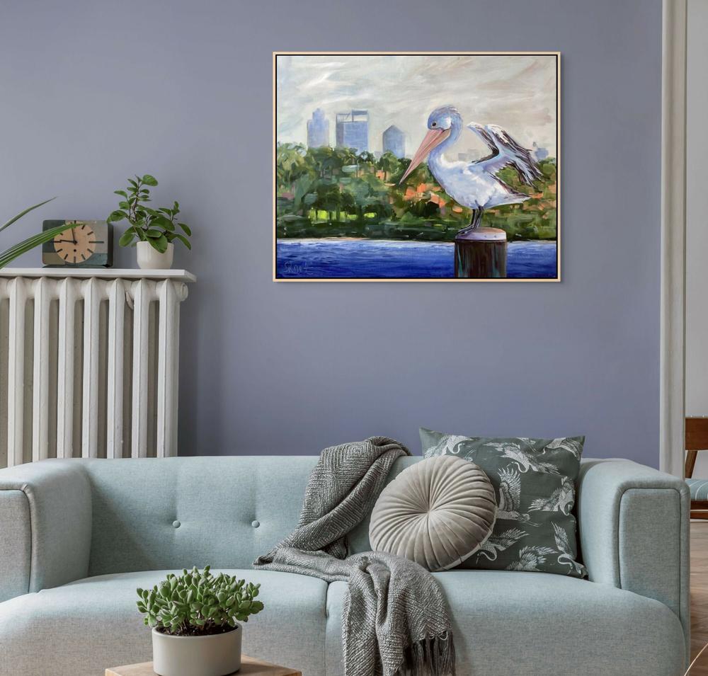 Perth Pelican-by-Claire Skeet-original art-Gioia