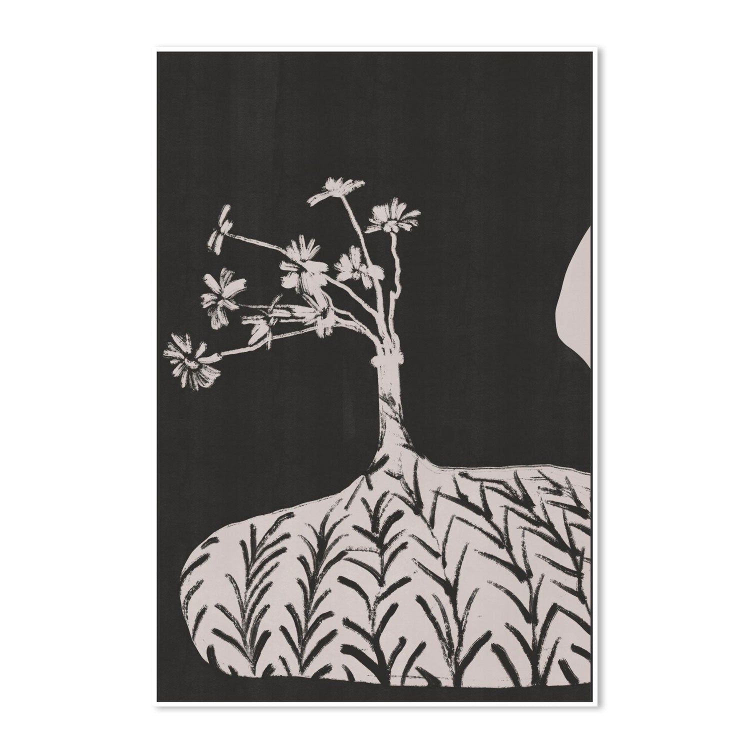 Plump Vase With Slender Flowers
