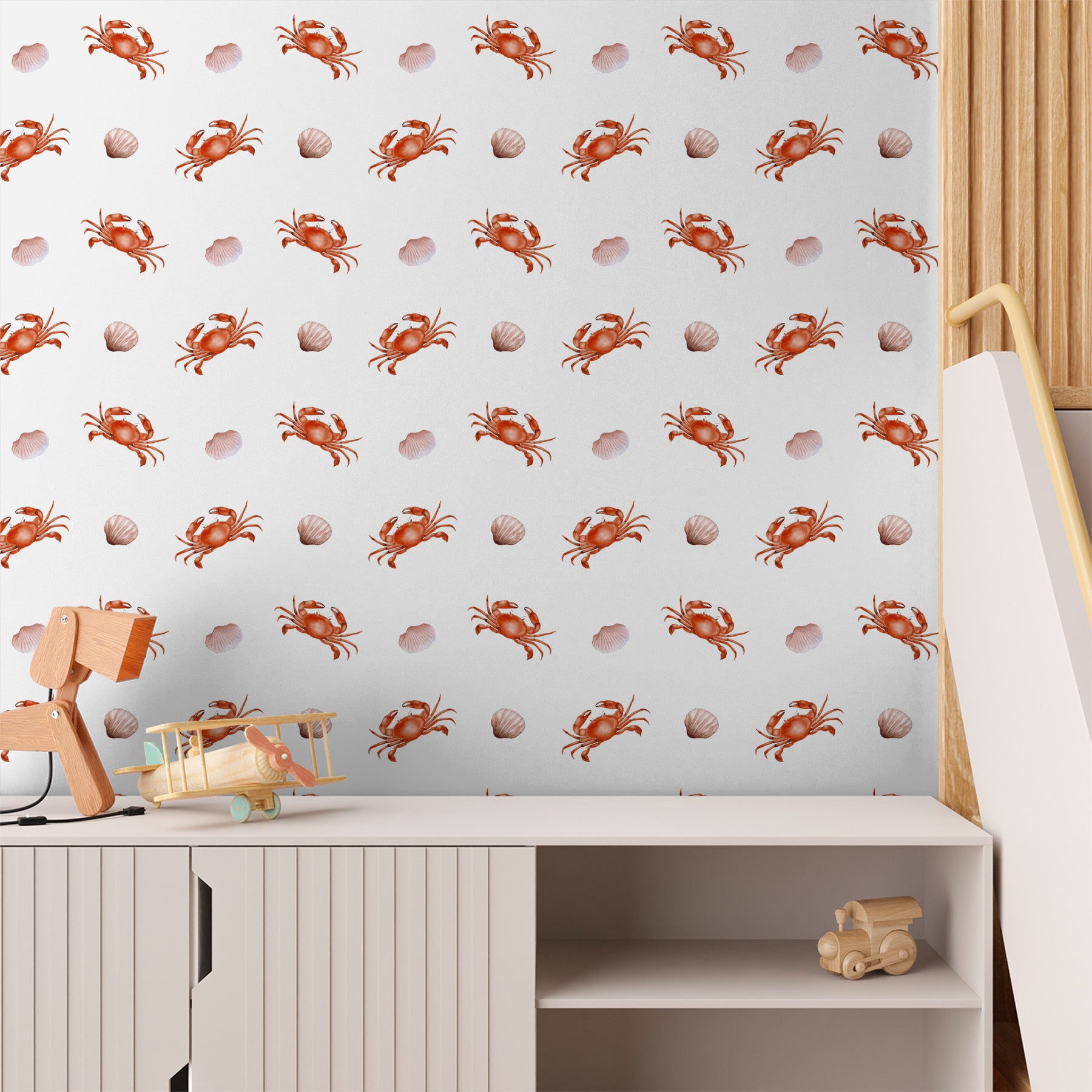 Red Crabs And Scallops-wallpaper-eco-friendly-easy-removal-Gioia Wall Art-5