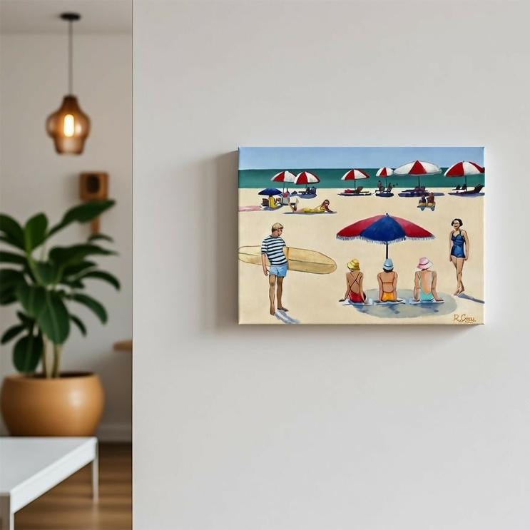 Retro Beach Scene V-by-Robyn Gray-original art-Gioia