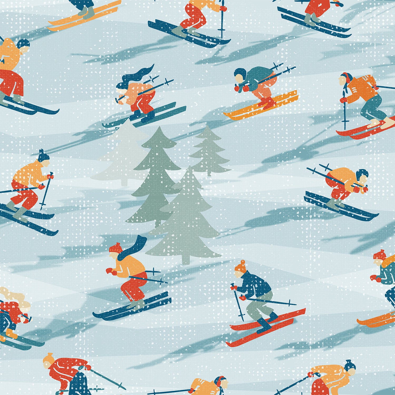 Retro Sportive Ski alpine textured pattern