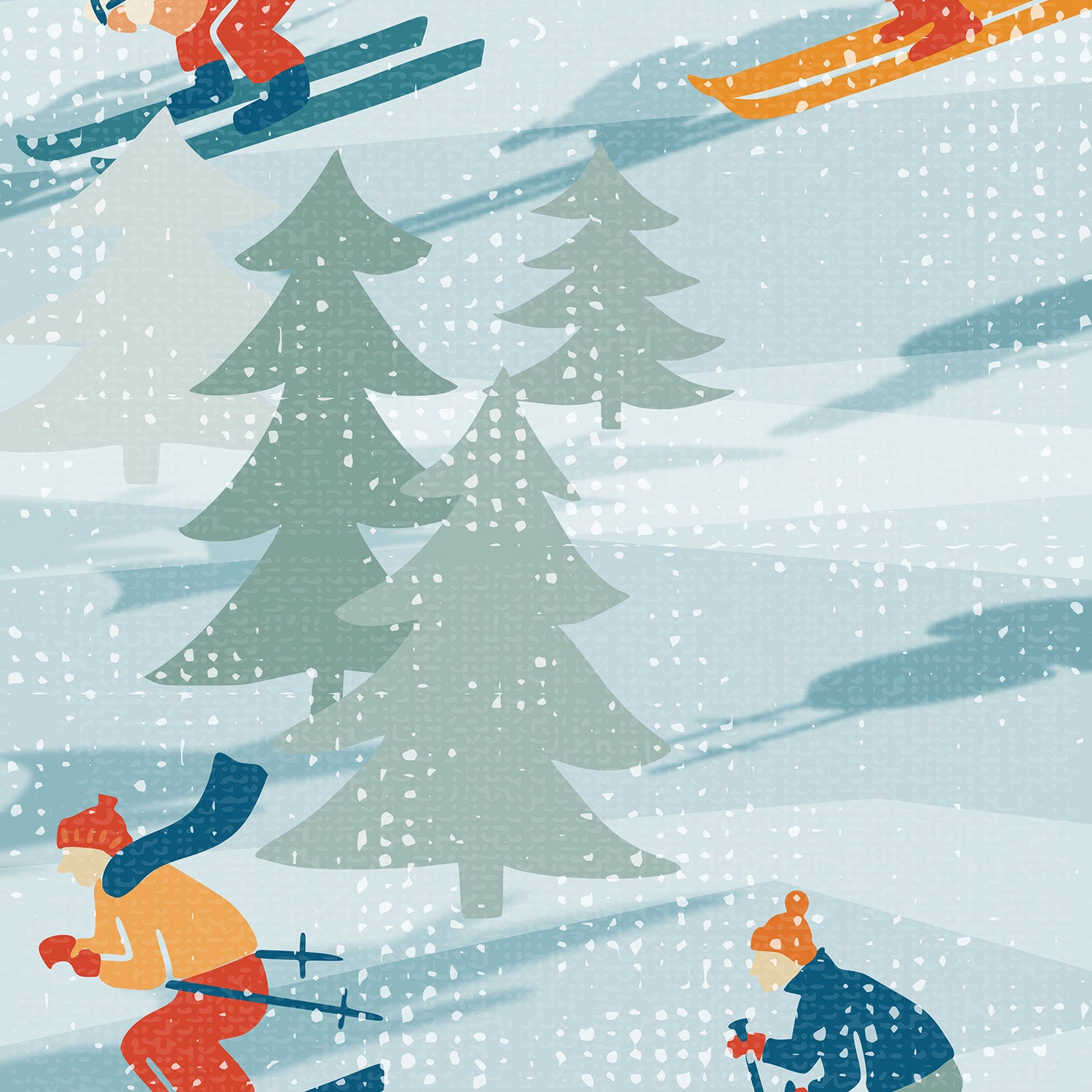 Retro Sportive Ski alpine textured pattern