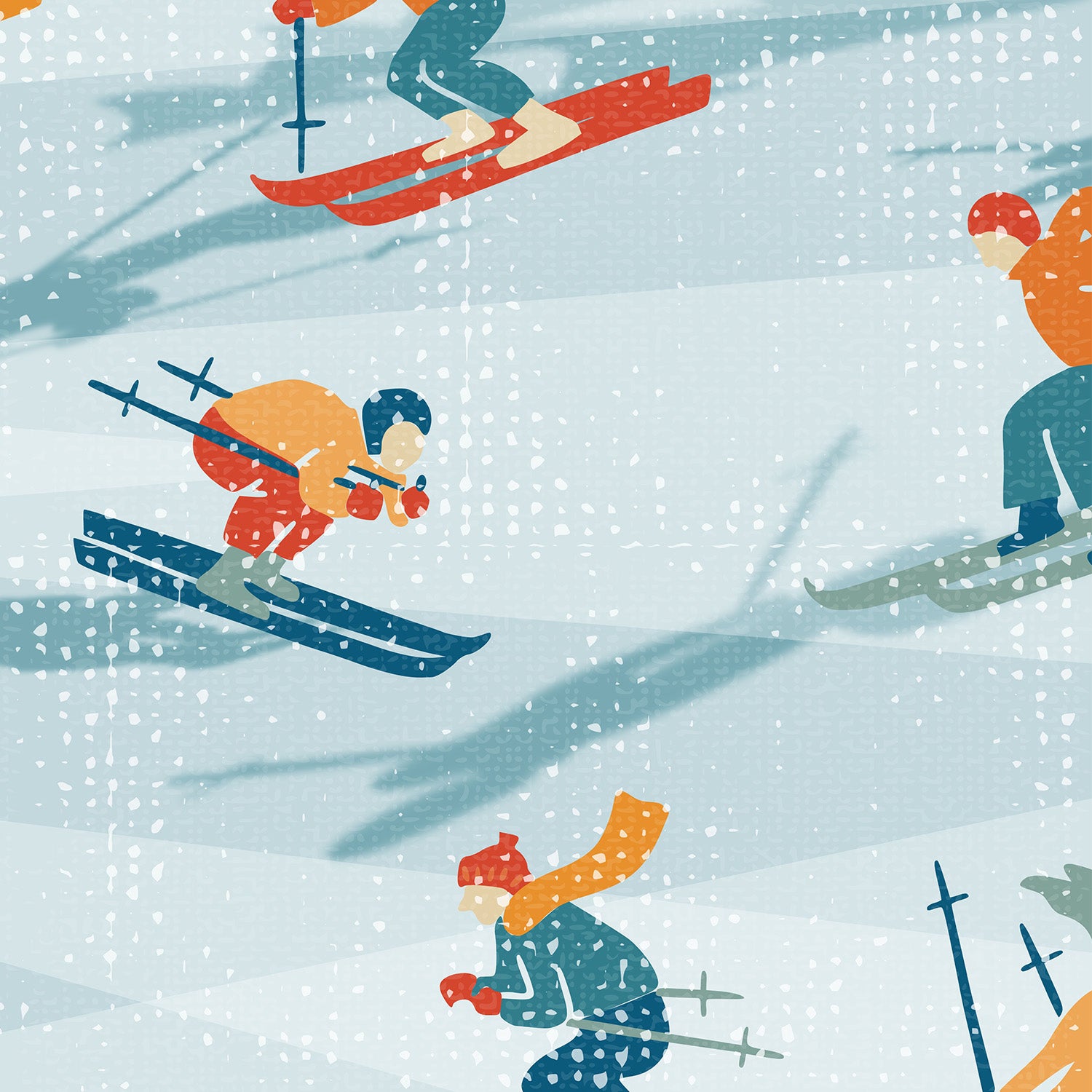 Retro Sportive Ski alpine textured pattern