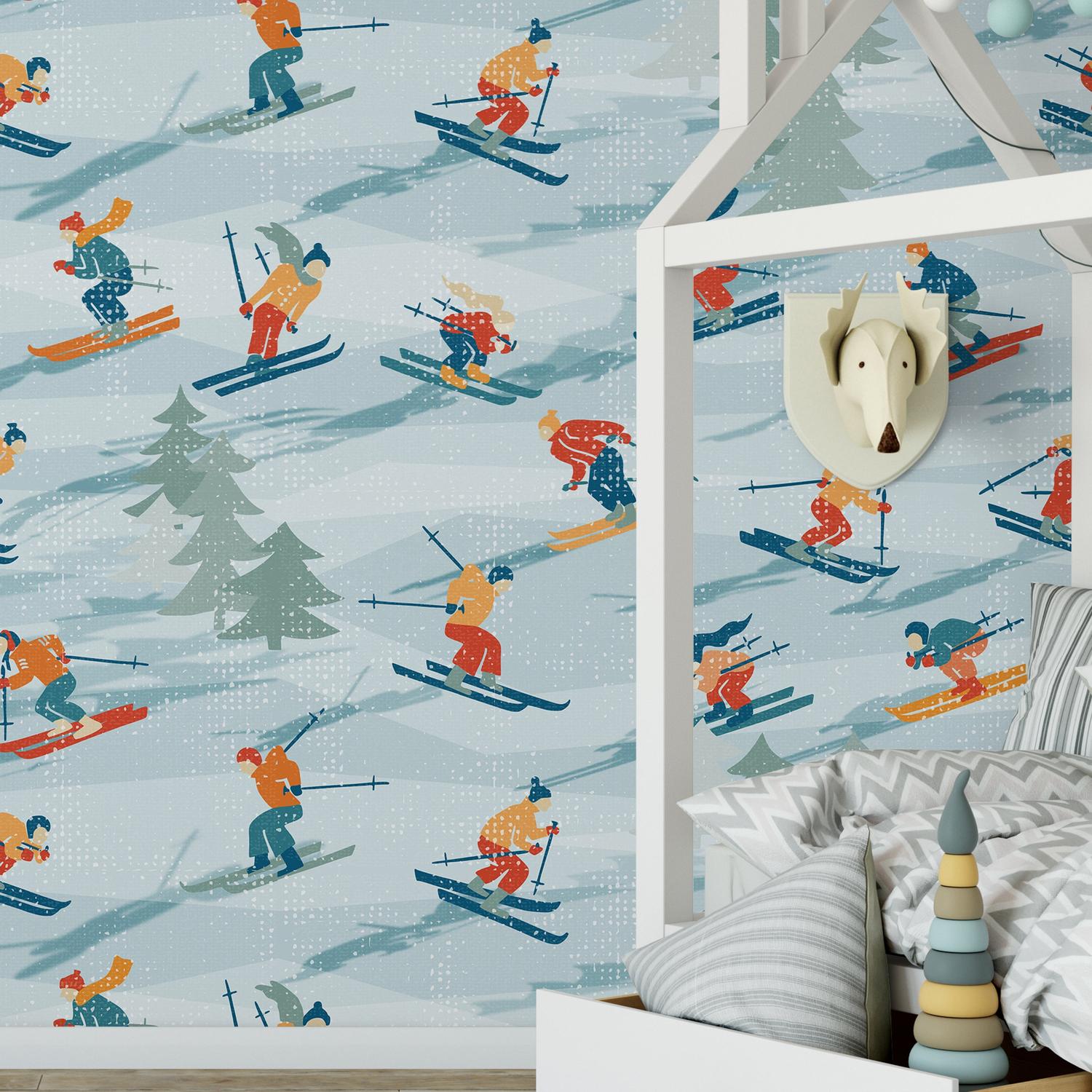 Retro Sportive Ski alpine textured pattern
