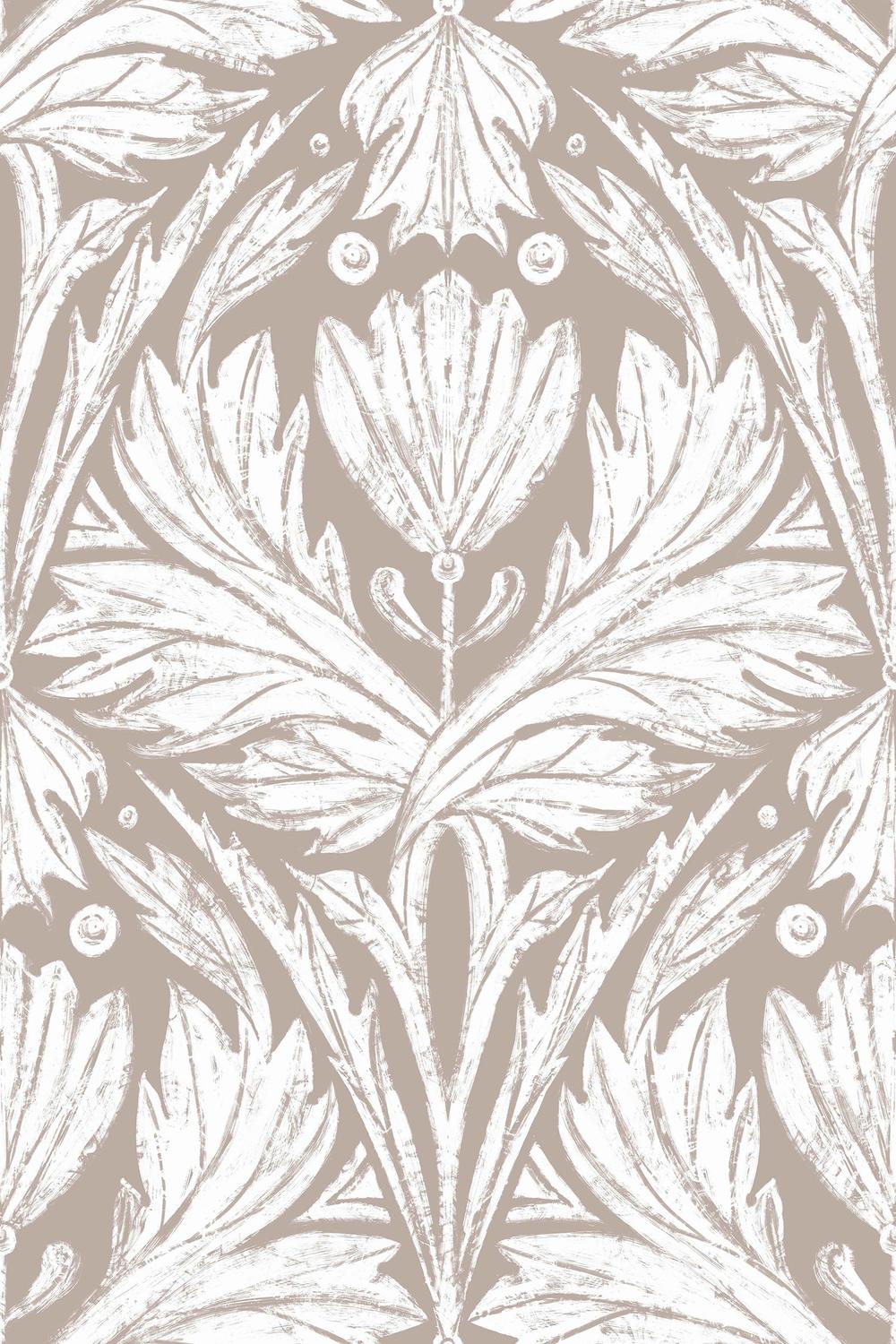 Rome Solo Pattern, Mushroom Color-wallpaper-eco-friendly-easy-removal-Iryna Mushkarova-1