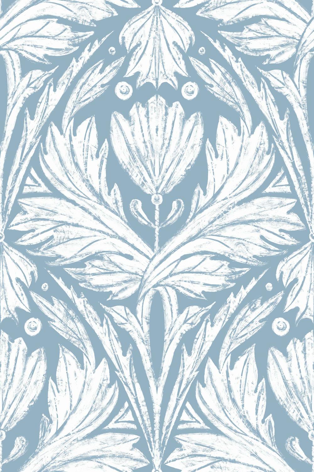 Rome Solo Pattern, Powder Blue-wallpaper-eco-friendly-easy-removal-Iryna Mushkarova-1