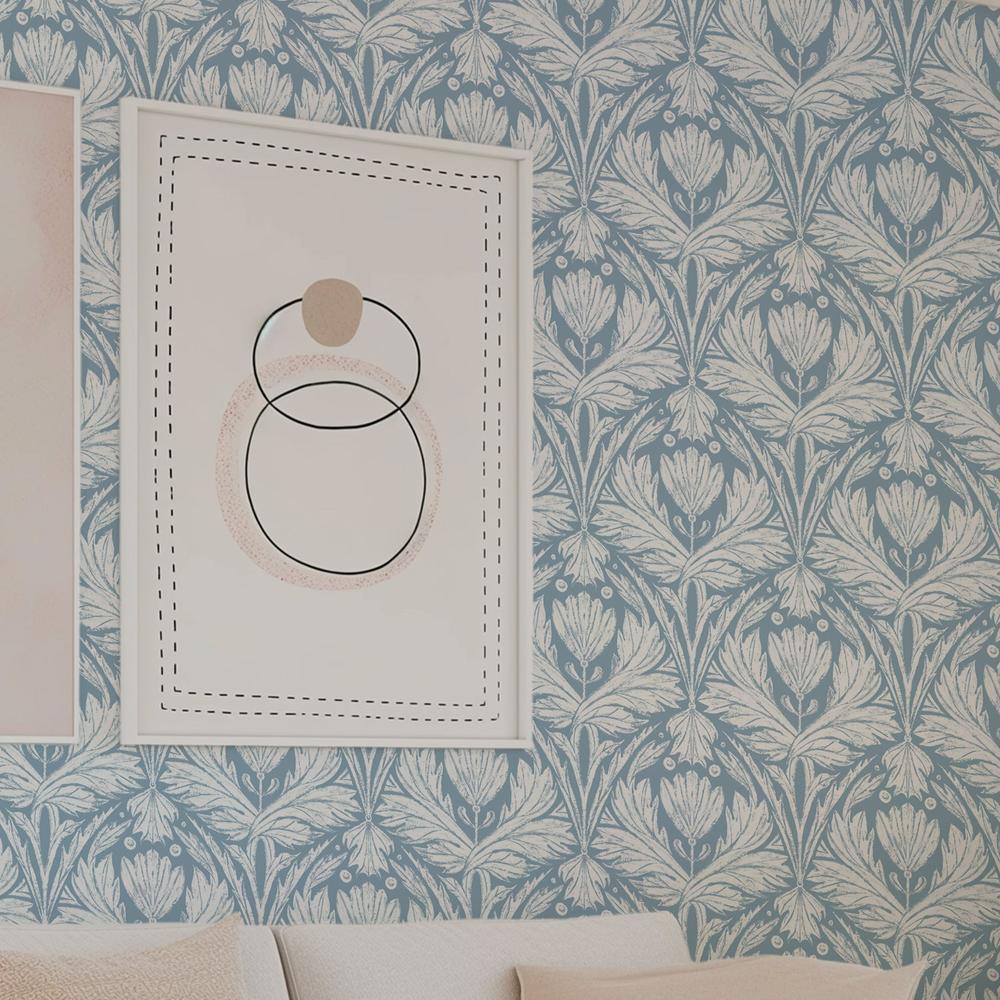 Rome Solo Pattern, Powder Blue-wallpaper-eco-friendly-easy-removal-Iryna Mushkarova-3
