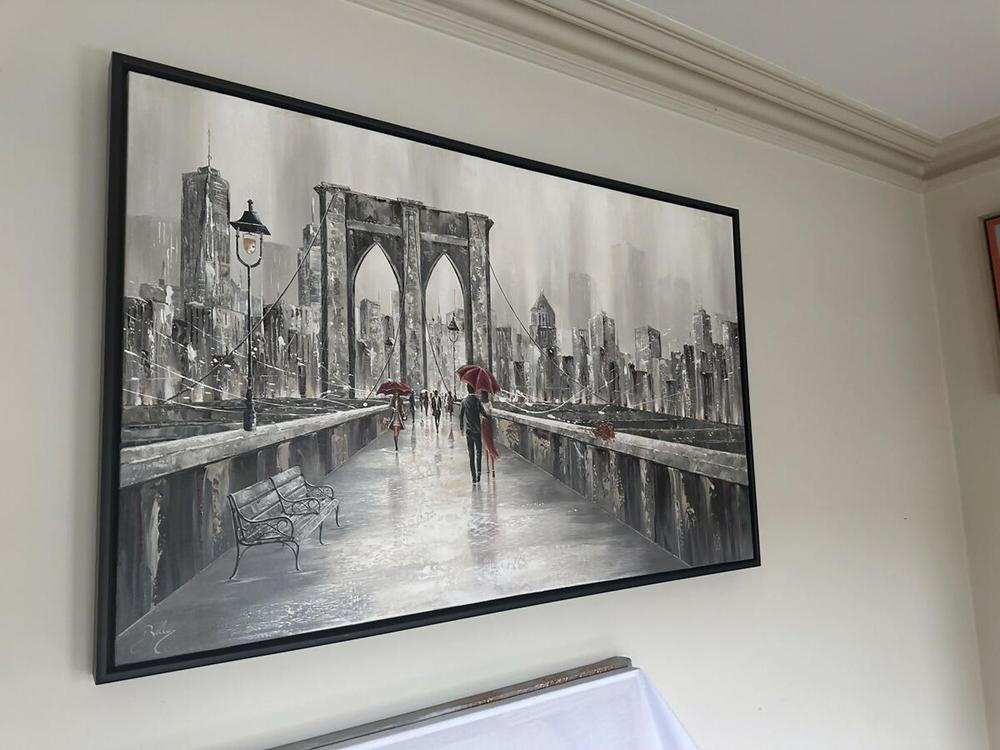 Roses Brooklyn Bridge, Original Hand-Painted Canvas By Isabella Karolewicz-by-Isabella Karolewicz-original art-Gioia