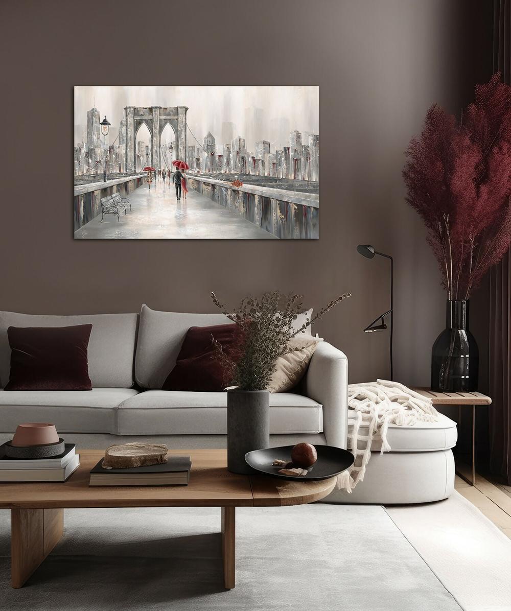 Roses, Brooklyn Bridge, Original Hand-Painted Canvas By Isabella Karolewicz-by-Isabella Karolewicz-original art-Gioia