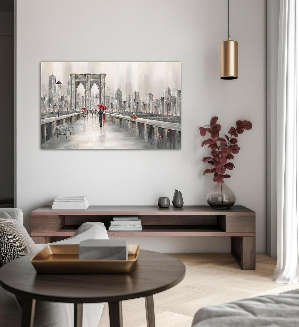 Roses, Brooklyn Bridge, Original Hand-Painted Canvas By Isabella Karolewicz-by-Isabella Karolewicz-original art-Gioia