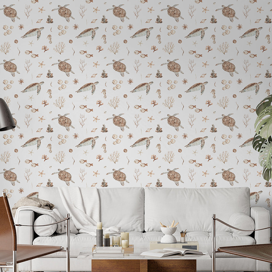 Sandy Beige Marine Life-wallpaper-eco-friendly-easy-removal-Gioia Wall Art-2