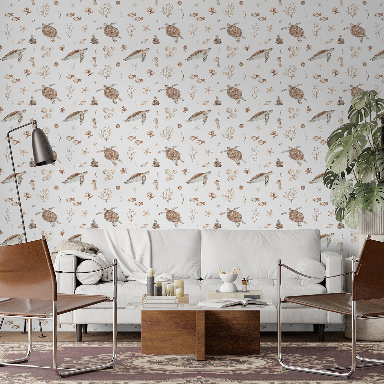 Sandy Beige Marine Life-wallpaper-eco-friendly-easy-removal-Gioia Wall Art-5