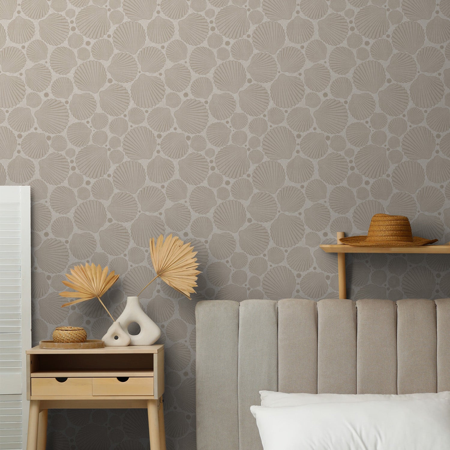 Sandy Beige Scallops-wallpaper-eco-friendly-easy-removal-Gioia Wall Art-2