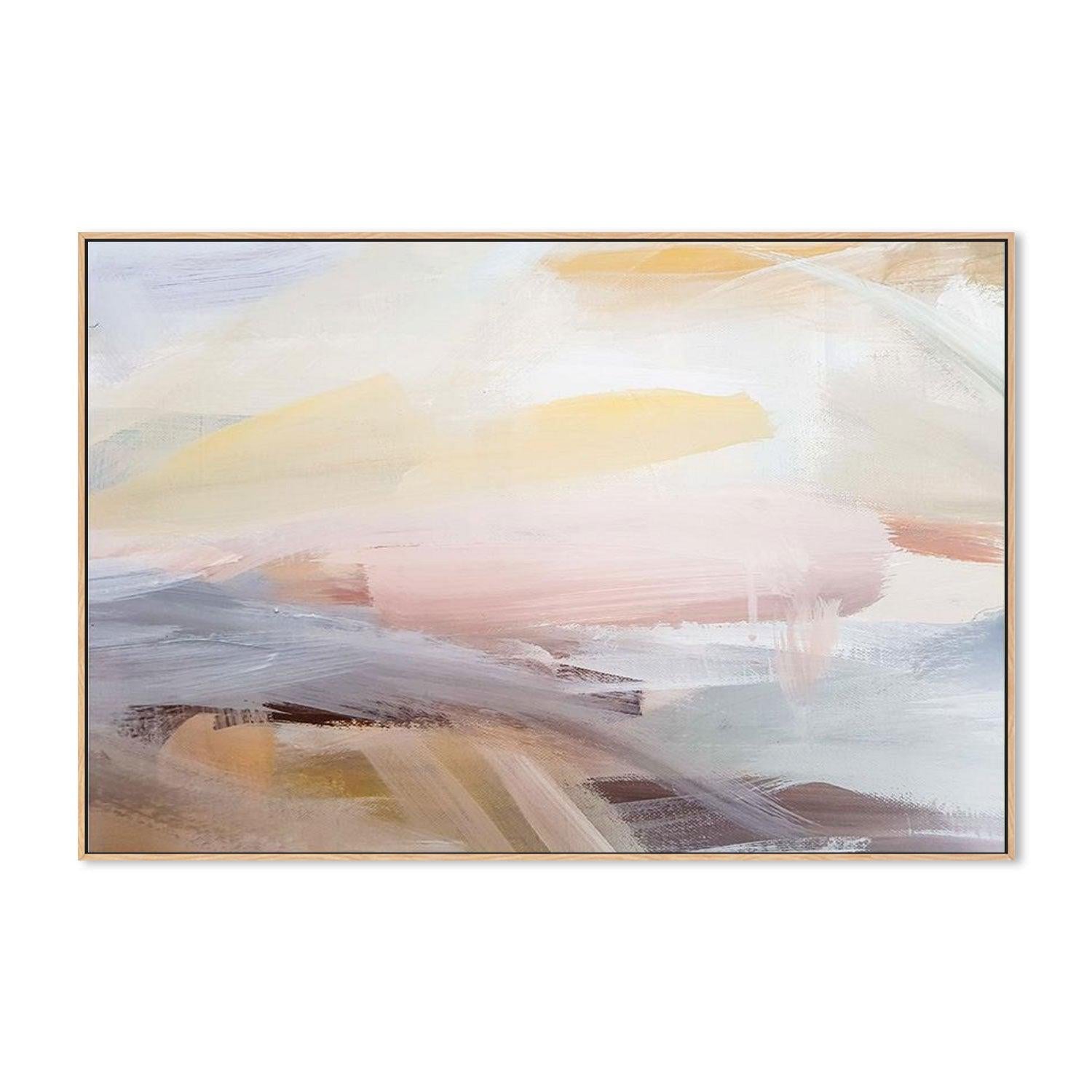 Pink And Yellow Brush Strokes, Abstract Art, Hand-Painted Canvas