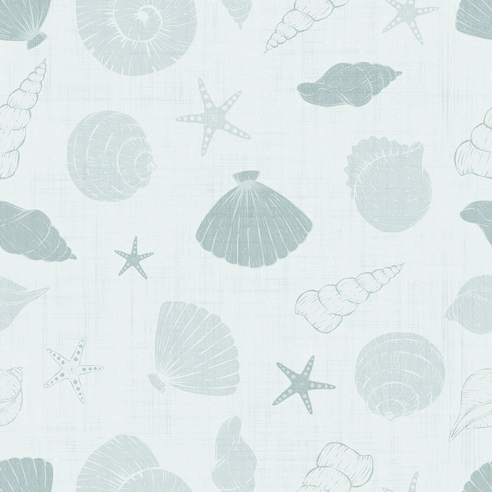 Seafoam Green Seashells-wallpaper-eco-friendly-easy-removal-Gioia Wall Art-1