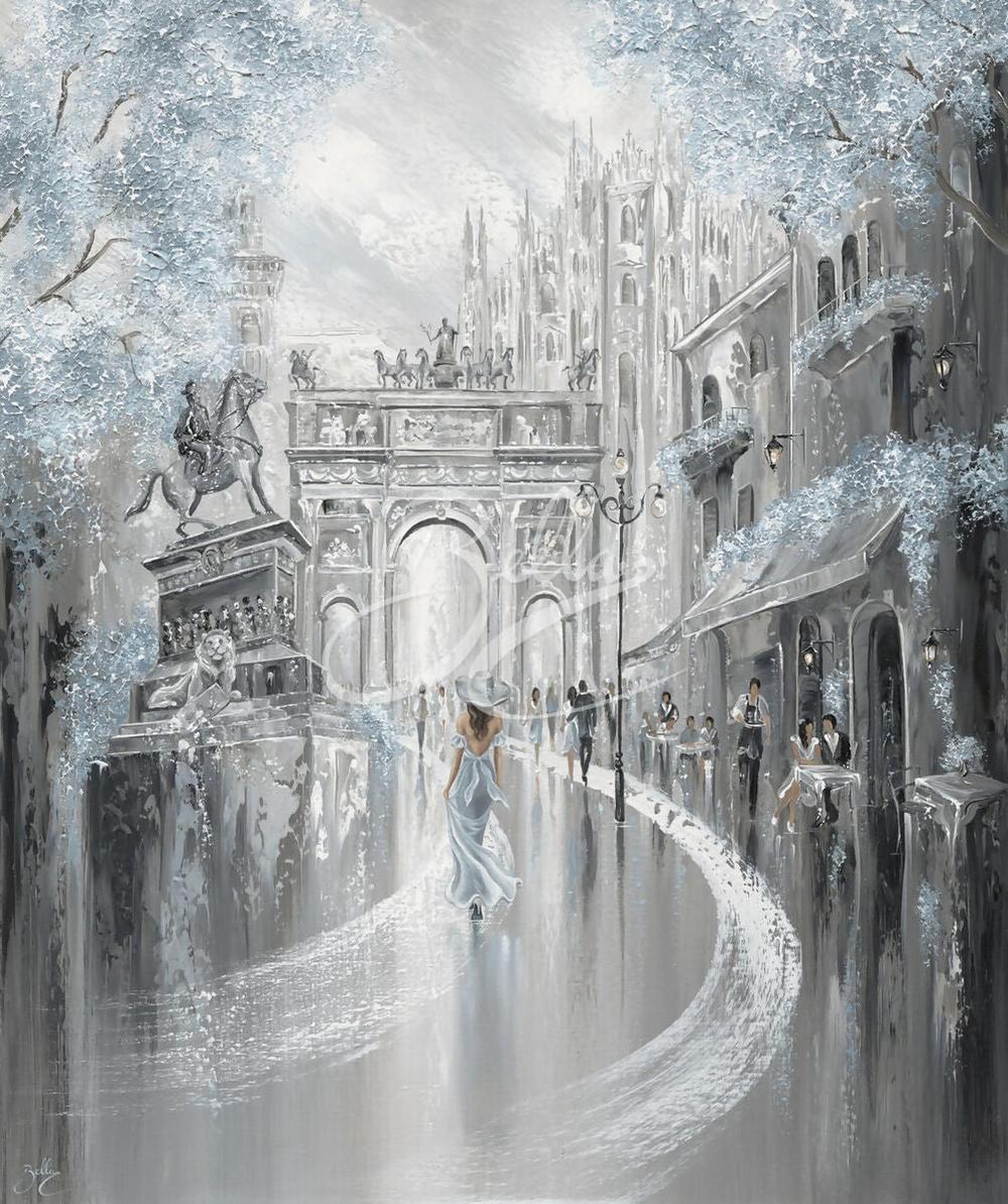 Sky Blue Milan, Original Hand-Painted Canvas By Isabella Karolewicz-by-Isabella Karolewicz-original art-Gioia
