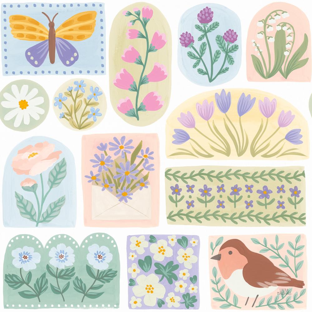 Spring Meadow Pattern I-wallpaper-eco-friendly-easy-removal-Laura Marshall-1