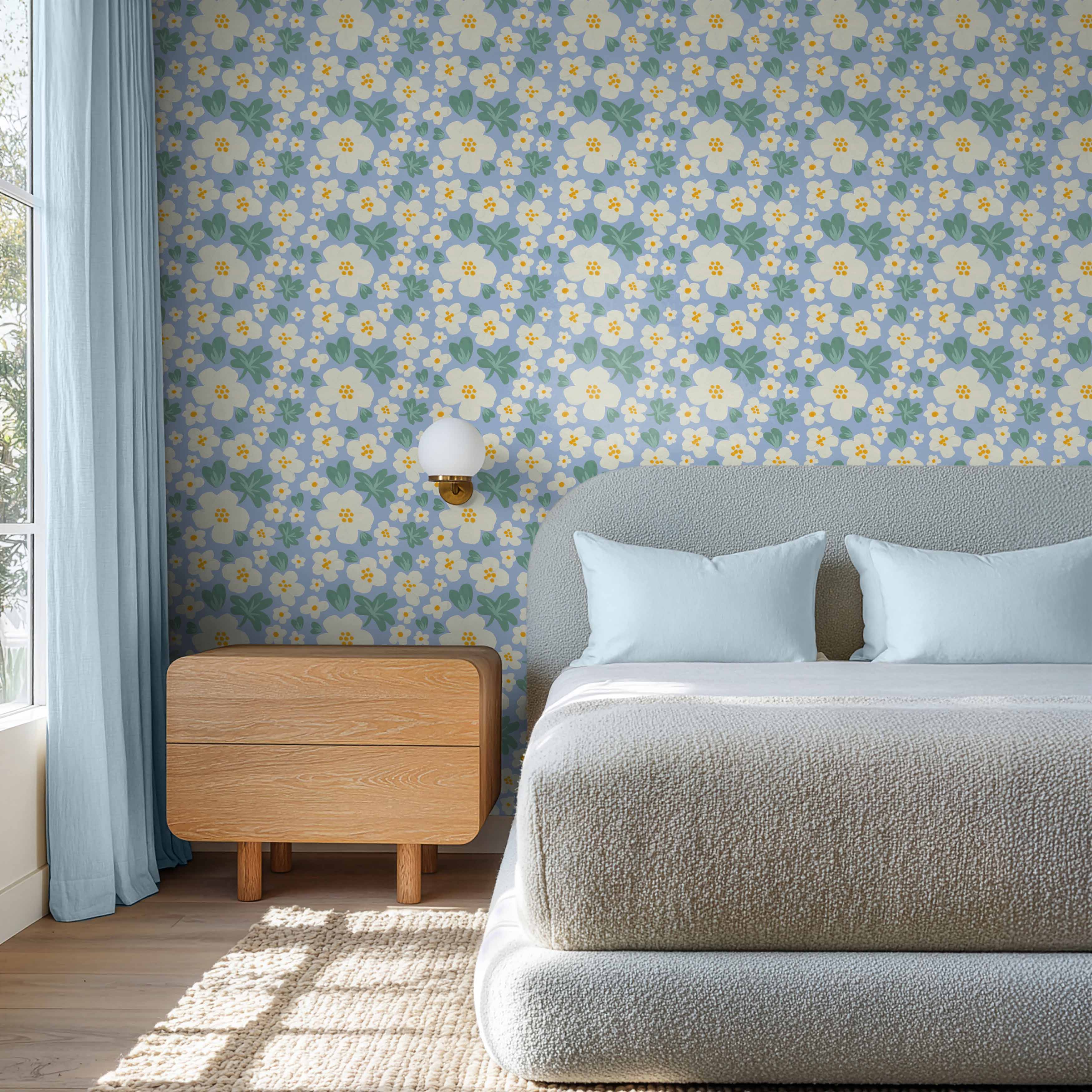 Spring Meadow Pattern XIIIA-wallpaper-eco-friendly-easy-removal-Laura Marshall-5
