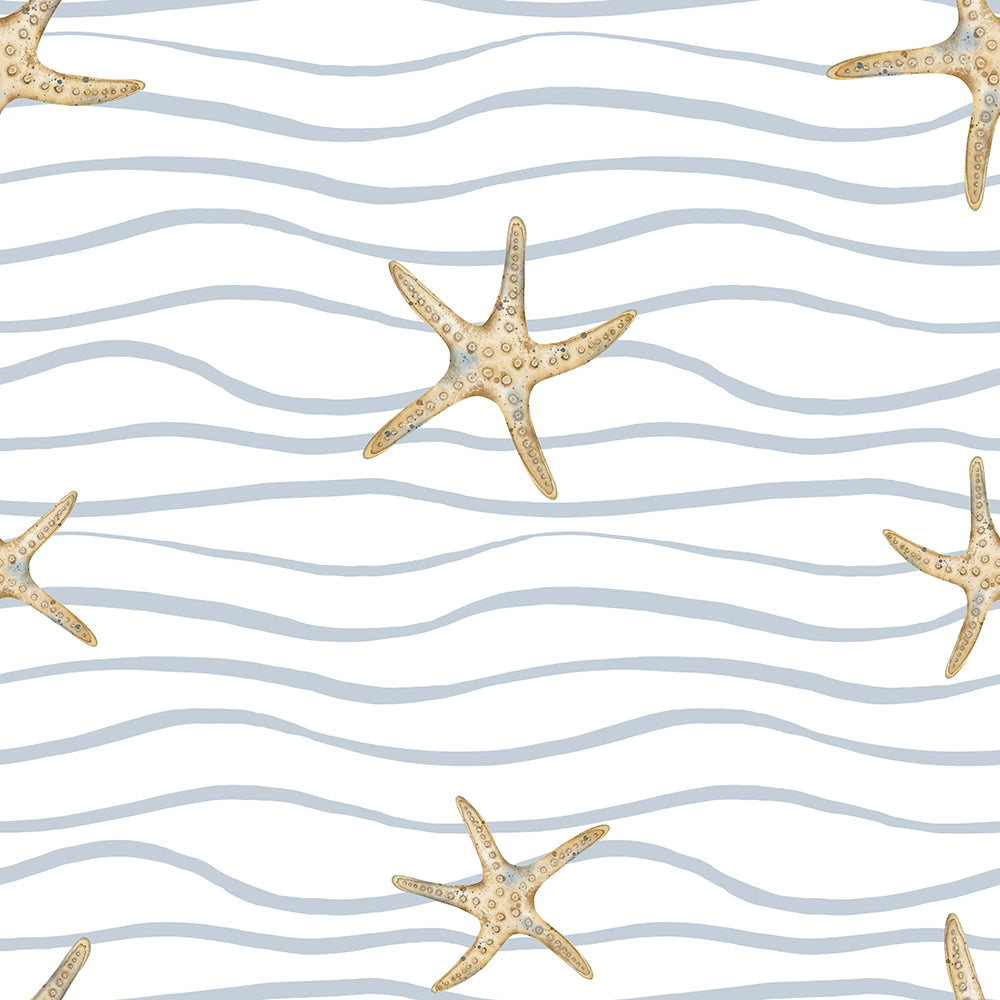 Starfish And Ocean Waves-wallpaper-eco-friendly-easy-removal-Gioia Wall Art-1