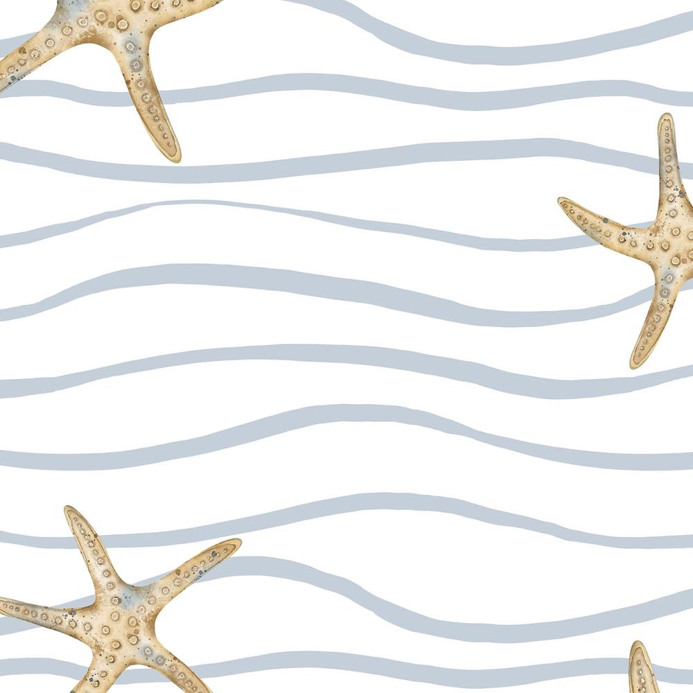 Starfish And Ocean Waves-wallpaper-eco-friendly-easy-removal-Gioia Wall Art-4