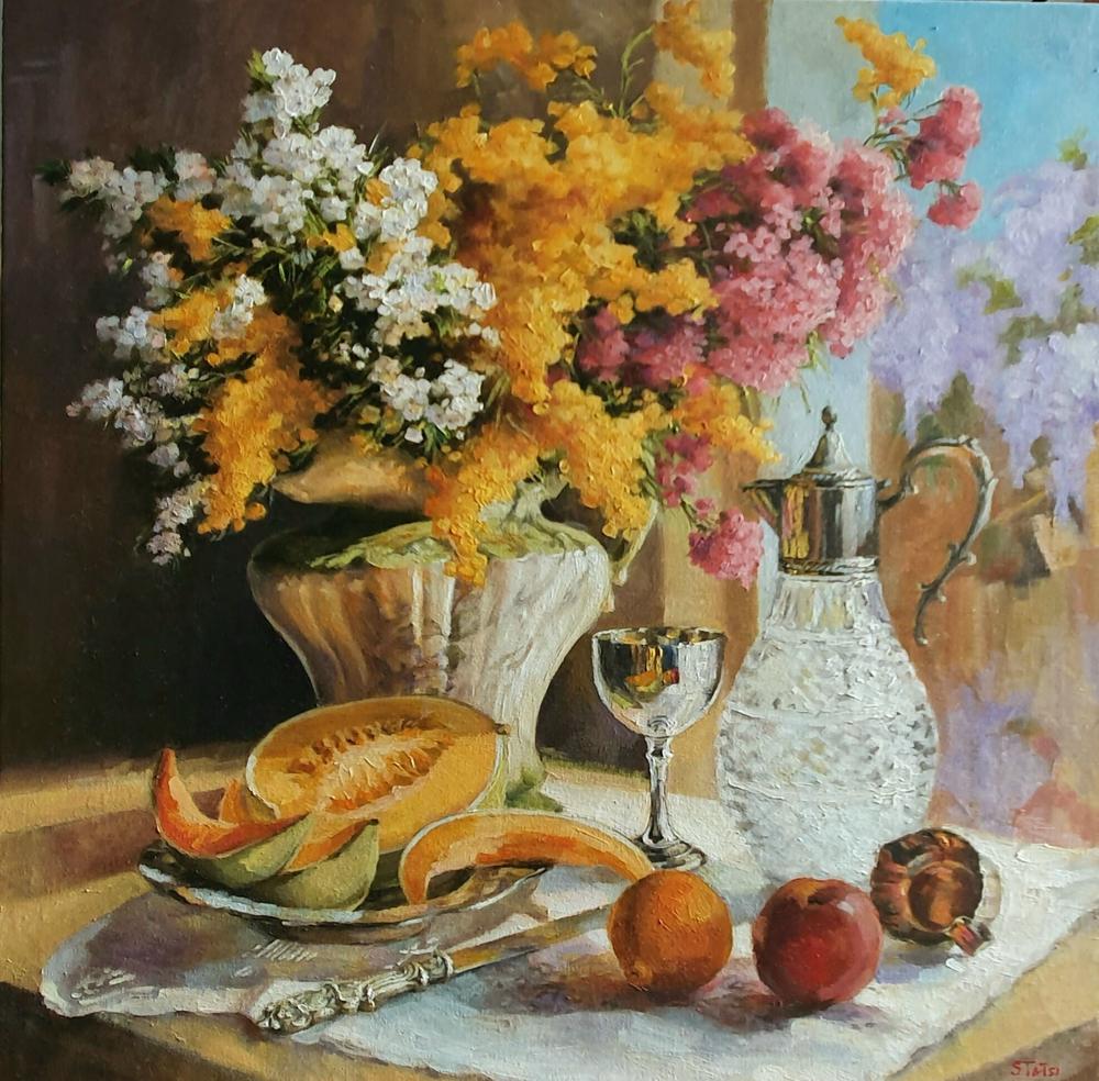 Still Life with Rockmelon-by-Tatyana Soboleva-original art-Gioia