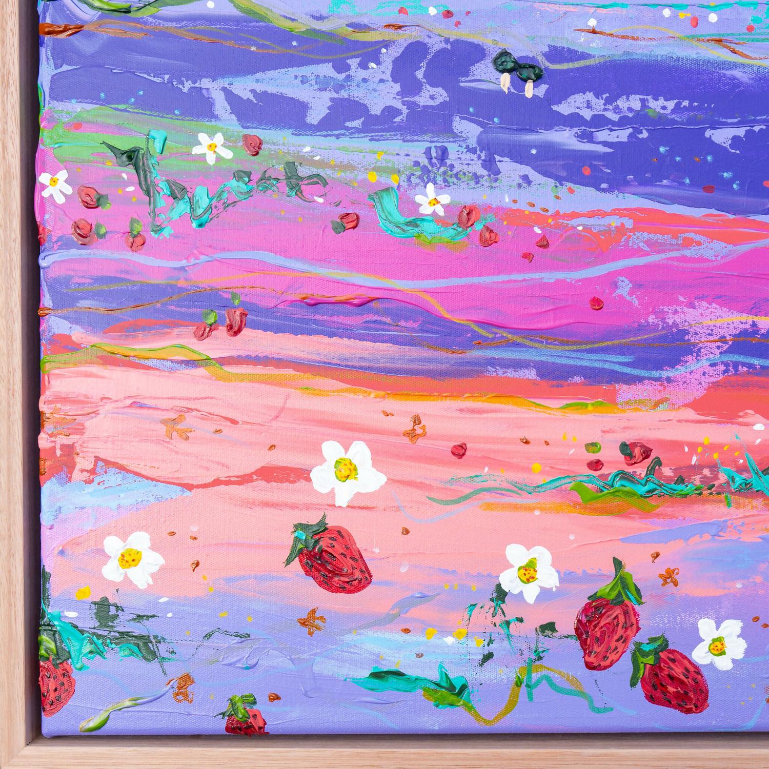 Strawberries On A Summer Evening, Original Hand-Painted Canvas By Elle Pervez-by-Elle Pervez-original art-Gioia