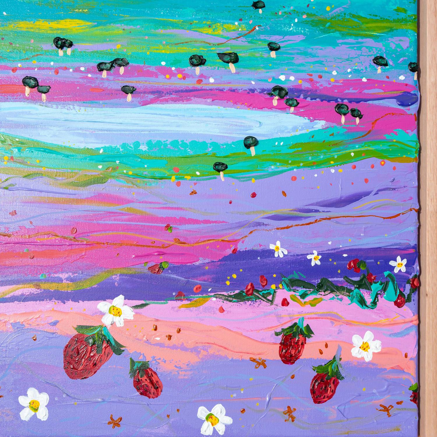 Strawberries On A Summer Evening, Original Hand-Painted Canvas By Elle Pervez-by-Elle Pervez-original art-Gioia