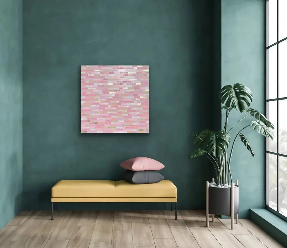 Strawberry Jelly Beans, Acrylic on Canvas, 101x101cm, By Poppy Key , Original Artwork-by-Poppy Key-original art-Gioia