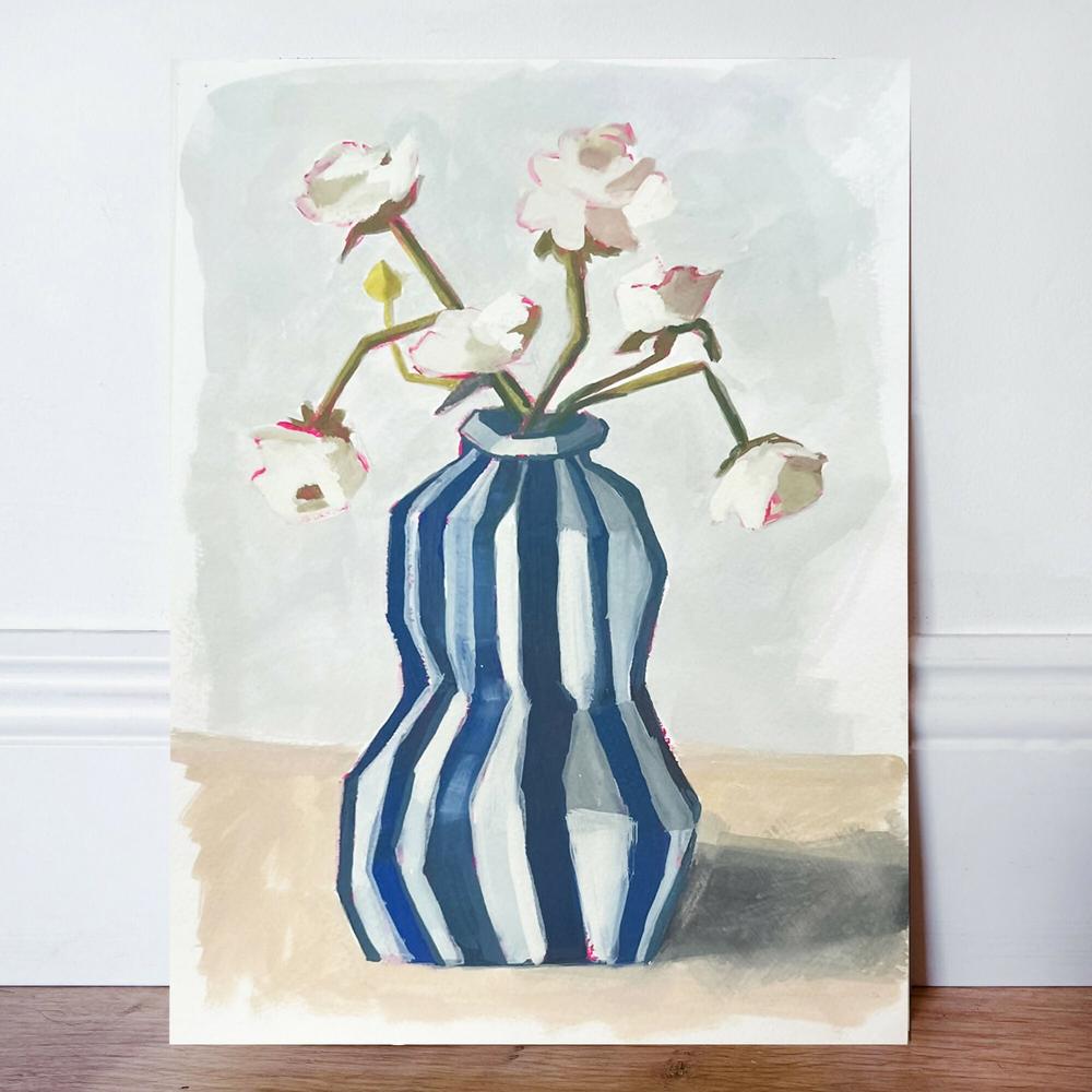Striped Vase 01 , Original Artwork-by-Lucrecia Caporale-original art-Gioia