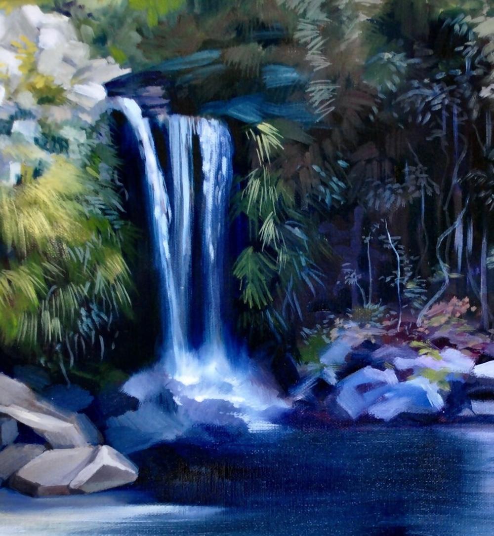 Summer Afternoon Curtis Falls-by-Carol Forbes Croad-original art-Gioia