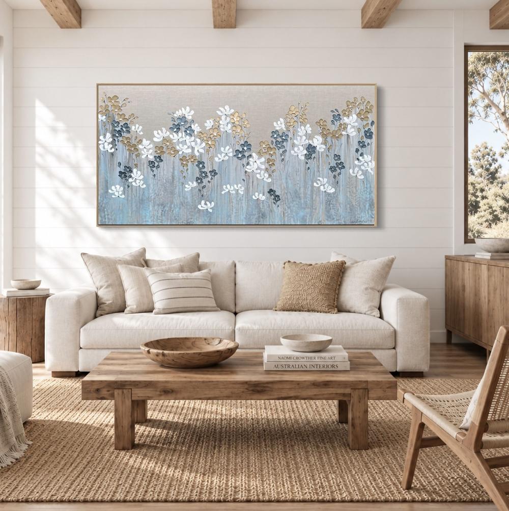 Summer Botanicals on Linen-by-Naomi Crowther Original Artwork-original art-Gioia