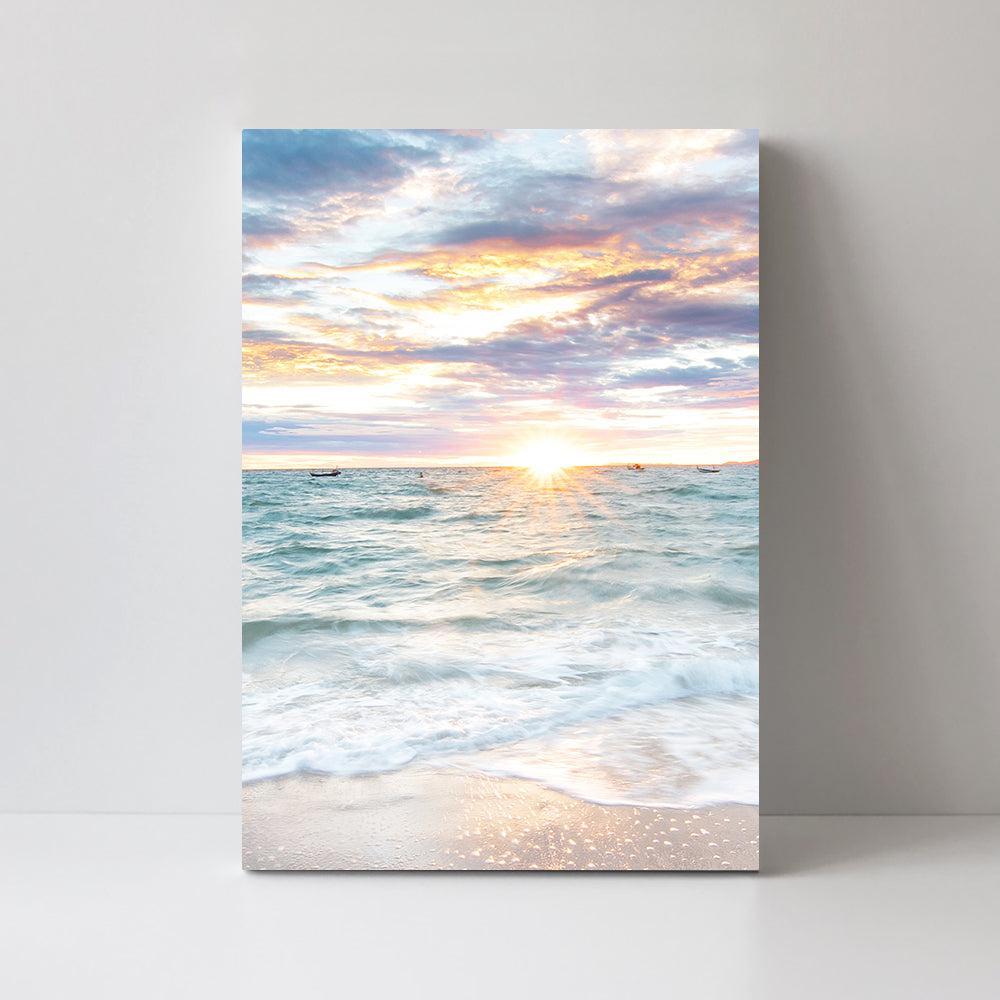Sunrise By The Ocean, Ocean And Beach Landscape, Set Of 3-by-Gioia Wall Art-wall art print