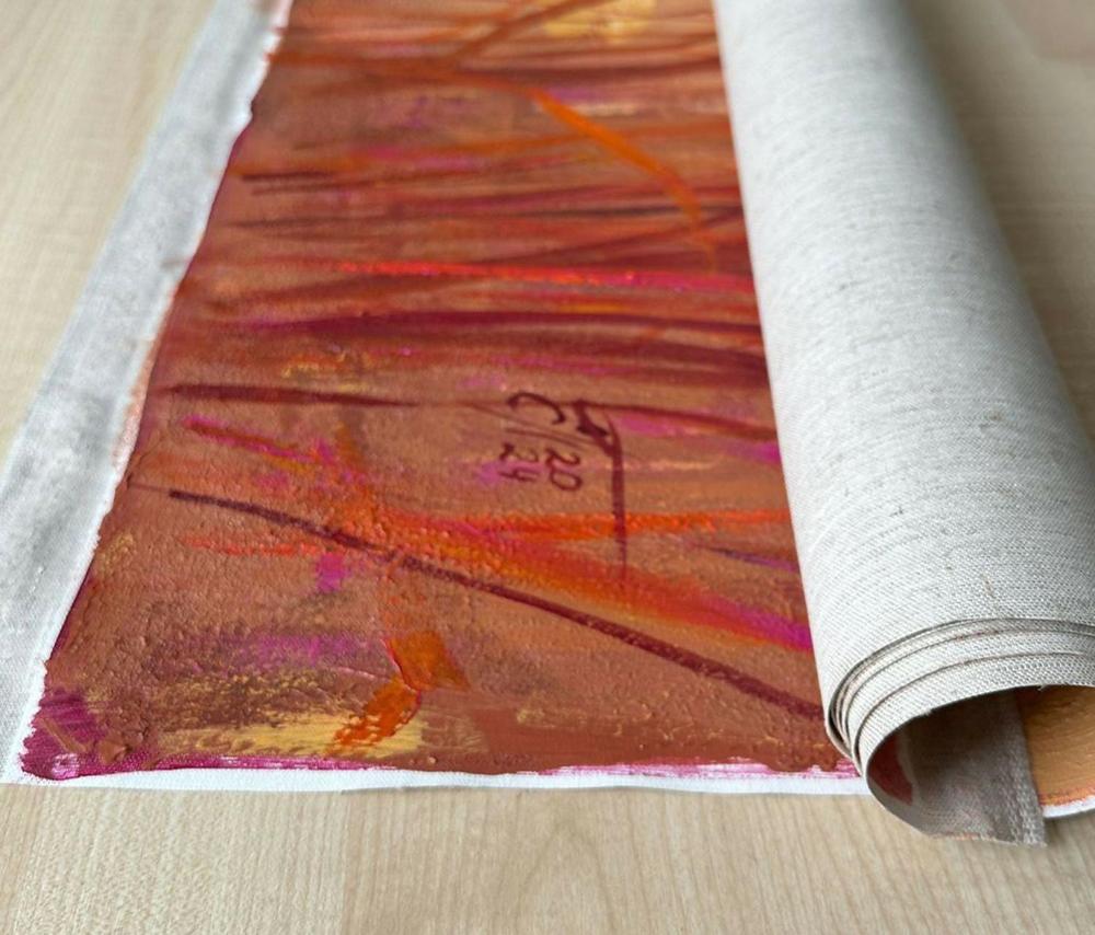 Sunset Pond With Reeds, Original Hand-painted Canvas by Ekaterina Prisich-by-Ekaterina Prisich-original art-Gioia